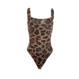 Leopard Print Sling Bodysuit Two Piece Pants Set GDSF-D26ST185