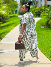 Plus Size Print Short Sleeve Loose Jumpsuit QMZF-1899
