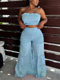 Solid Color Wrap Chest Top Wide Leg Pants Suit HNIF-HN311