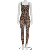 Leopard Print Sling Bodysuit Two Piece Pants Set GDSF-D26ST185