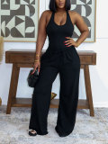 Solid Color Tank Top Wide Leg Pants Sport Suit HNIF-SY033