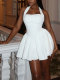 Solid Color Halterneck Backless Mini Dress HNIF-TY025
