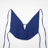 Solid Color Halterneck Backless Pants Suit GSZM-C26ST231