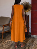 Solid Color V Neck Sleeveless Maxi Dress HNIF-TY039