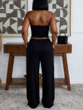 Solid Color Tank Top Wide Leg Pants Sport Suit HNIF-SY033