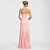 Halterneck Sleeveless Solid Color Maxi Dress GSZM-C26DS202