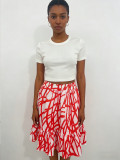 Plus Size Print Big Swing Half Body Skirt QMZF-2135