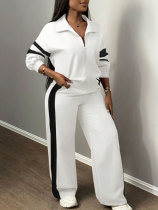 Stripe Color Block Sport Two Piece Pants Set QYMF-SY005