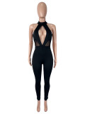 Hollow Out Mesh Patchwork Jumpsuit SHD-9990