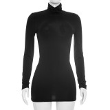 Solid Color Long Sleeve Backless Mini Dress GSZM-D26DS232