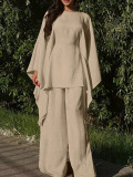 Solid Color Bat Sleeve Loose Casual Pants Suit HNIF-MC004