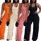 Solid Color Tank Top Wide Leg Pants Sport Suit HNIF-SY033