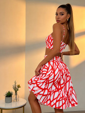 Plus Size Print Big Swing Half Body Skirt QMZF-2135