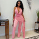 Chiffon Patchwork Halterneck Jumpsuit GSZM-D26JP193