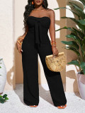 Bow Tube Top Strapless Wide-Leg Jumpsuit HNIF-SY029