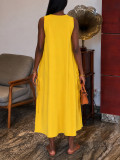 Solid Color V Neck Sleeveless Maxi Dress HNIF-TY039