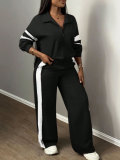 Stripe Color Block Sport Two Piece Pants Set QYMF-SY005