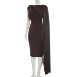 Solid Color Sleeveless Irregular Midi Dress GDSF-Q26DS066