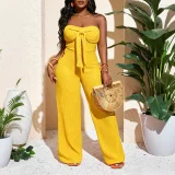 Bow Tube Top Strapless Wide-Leg Jumpsuit HNIF-SY029
