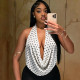 Polka Dot Print Halterneck Backless Top GDSF-D26TP190