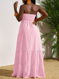 Solid Color Ruched Tube Top Maxi Dress HNIF-MC026
