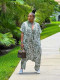 Plus Size Print Short Sleeve Loose Jumpsuit QMZF-1899