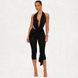Solid Color Halterneck Backless Pants Suit GSZM-C26ST231