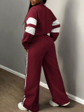 Stripe Color Block Sport Two Piece Pants Set QYMF-SY005