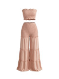 Solid Color Wrap Chest Top Wide Leg Pants Suit HNIF-HN311