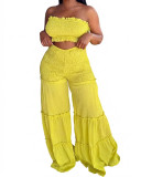 Solid Color Wrap Chest Top Wide Leg Pants Suit HNIF-HN311
