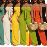 Bow Tube Top Strapless Wide-Leg Jumpsuit HNIF-SY029
