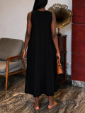 Solid Color V Neck Sleeveless Maxi Dress HNIF-TY039