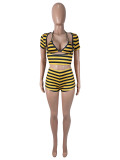 Stripe Print Short Sleeve Short 2 Piece Set SHD-9993
