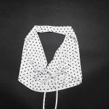 Polka Dot Print Halterneck Backless Top GDSF-D26TP190