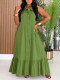 Sleeveless Solid Color Ruffles Long Dress HNIF-MC036