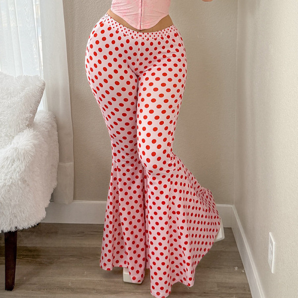 Polka Dot Print Flare Pants GSZM-Q26PT084