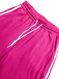 Zipper Short Sleeve Top Two Piece Pants Set HNIF-GY326