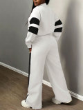 Stripe Color Block Sport Two Piece Pants Set QYMF-SY005