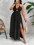 Sexy Halterneck Hollow Out Split Maxi Dress HNIF-SY032