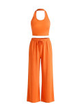 Solid Color Tank Top Wide Leg Pants Sport Suit HNIF-SY033
