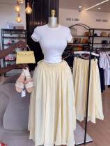 Solid Color Tie Up Long Skirt GCNE-75291