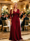 Lace V Neck Solid Color Maxi Dress XMY-N049