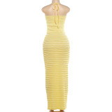 Solid Color Halterneck Vest Long Skirts 2 Piece Set GZJQ-K6S08716A