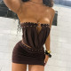 Solid Color Wrap Chest Top Two Piece Skirts Set GZJQ-K6S11115A