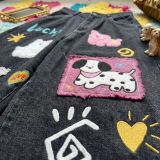 Cartoon Puppy Embroidered Cropped Jeans GYLN-2606
