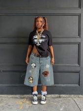 Embroidered Puppy Denim Seventh Jeans GYLN-1386