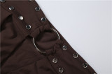 Solid Color Wrap Chest Top Two Piece Skirts Set GZJQ-K6S11115A