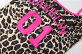 Letter Leopard Print U Neck Mini Dress DLSF-K6D11196A