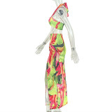 Sexy Print Halterneck Two Piece Skirts Set GJYO-JSD711908