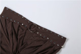 Solid Color Wrap Chest Top Two Piece Skirts Set GZJQ-K6S11115A